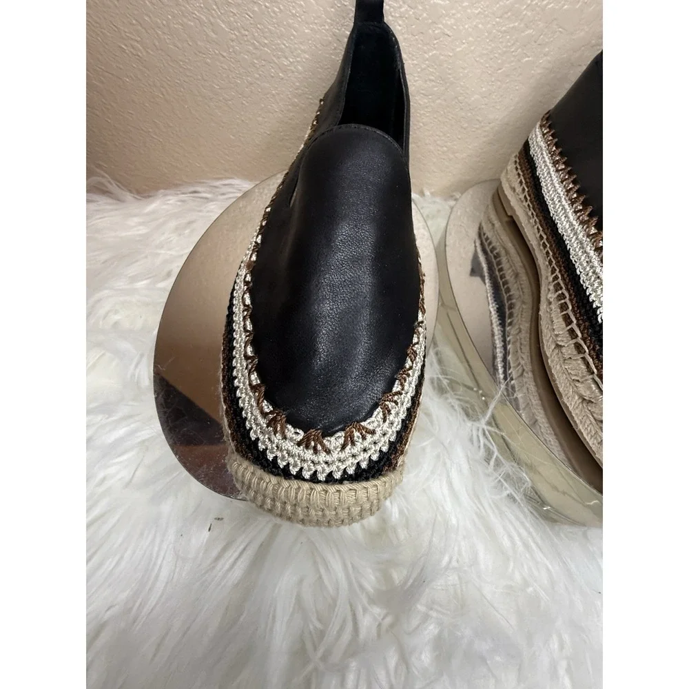 Chico's Womens Espadrille Shoe Sz 7.5 Bohemian Black‎ Comfort Slip  Resistant